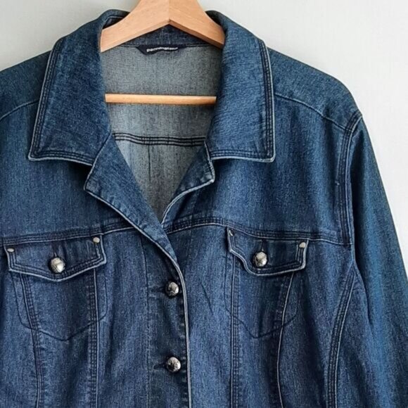 PENNINGTONS Jean Jacket Medium Blue Button Down Sz 2X - Picture 4 of 11